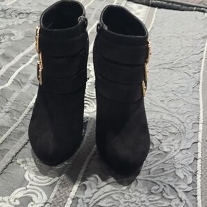 Forever 21 Black Ankle Boots with Gold Accents
